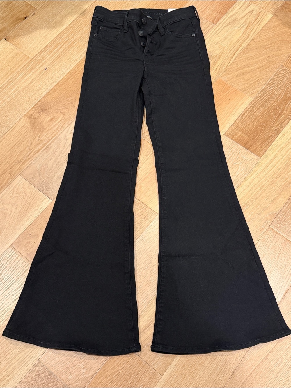 American Eagle Outfitters Black High-Rise festival‎ flare Leg Jeans 4/27 nwt